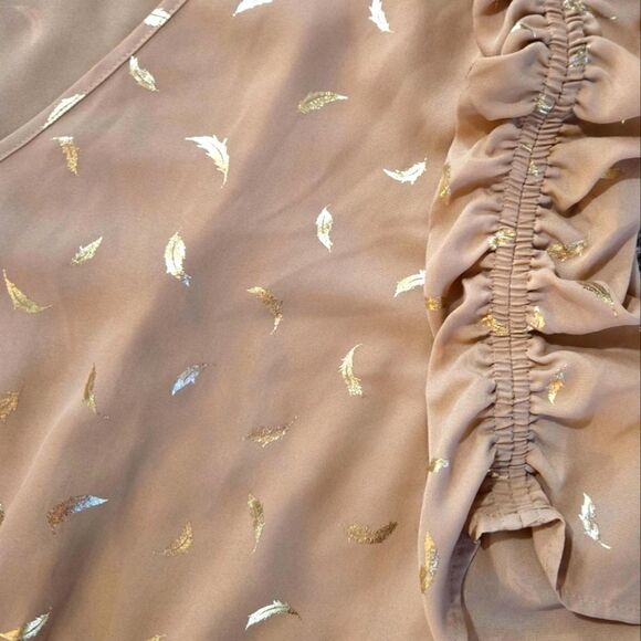 EC SWEET RAIN TAN WITH METALIC FEATHERS TOP SZ. 2X - Picture 3 of 4